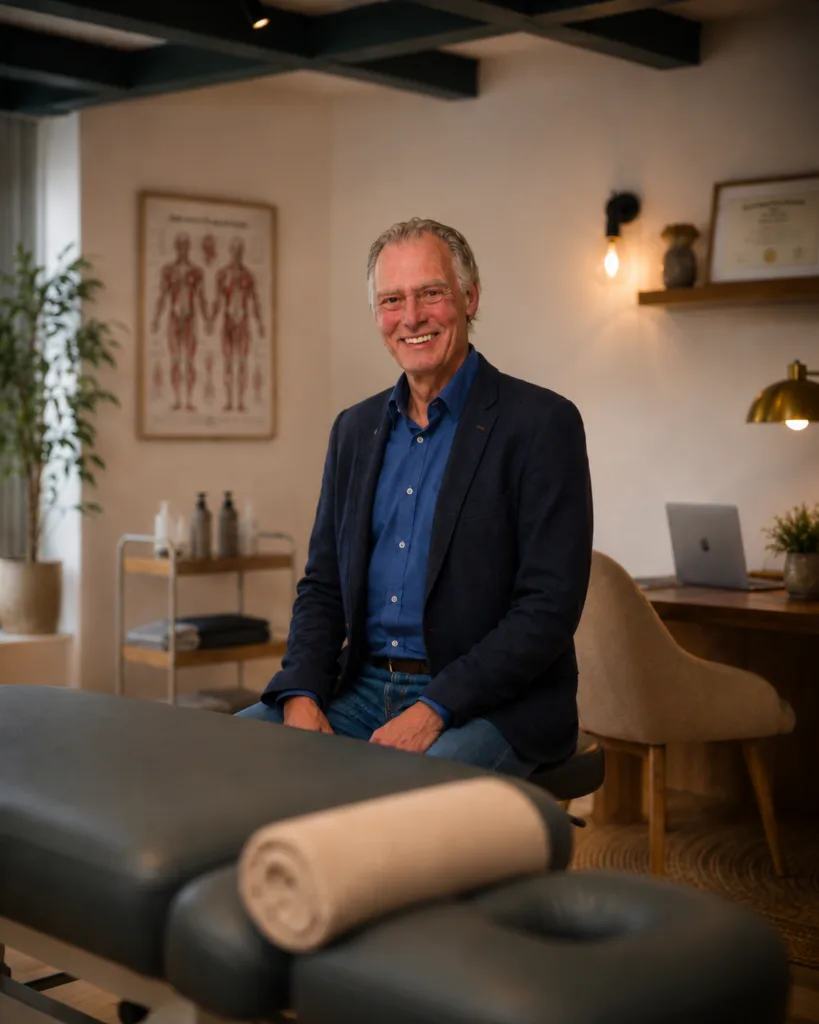 Robert Muts in de behandelkamer van de praktijk aan de Herengracht